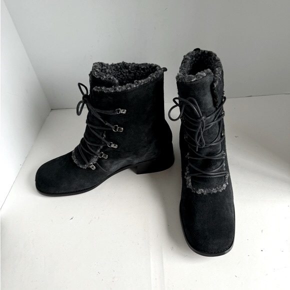 Vintage A J Valenci Footwear Womens Black Chunky Heel Square Toe Bootie… - Picture 4 of 11